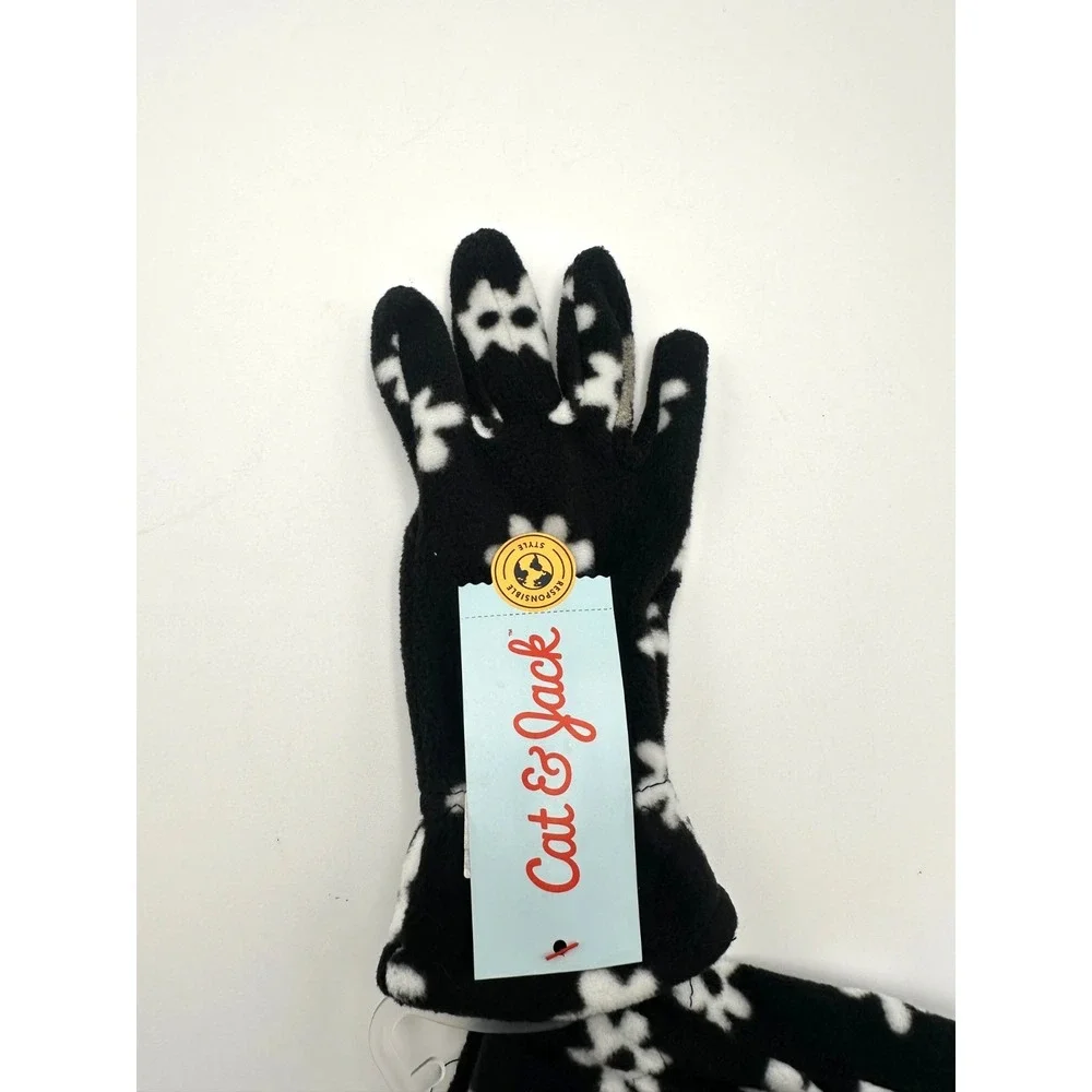 Cat And Jack Girls Black‎ Fleece Winter Gloves Size 4-7 NWT